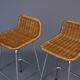 Chromed Steel and Rattan Bar Stools from Rohé Noordwolde, 1960s, Set of 2