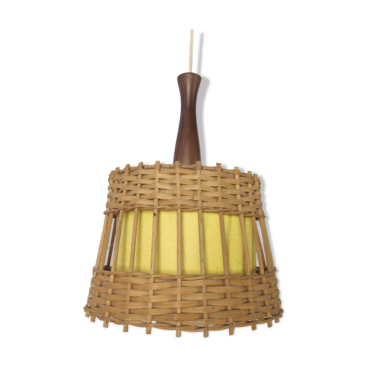 Suspension scandinave vintage en rotin années 60