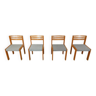 Set of 4 pine wood SG 1200 dining chairs by Cees Braakman, 1970s