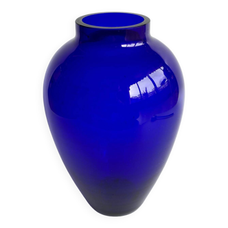 Cobalt blue thick glass vase