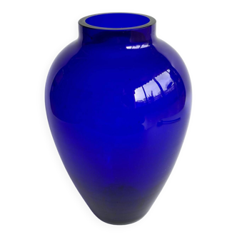 Vase en verre épais bleu cobalt
