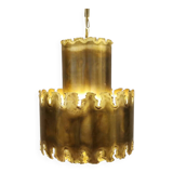 Brutalist brass hanging lamp, designed by Svend Aage Holm Sørensen Denmark