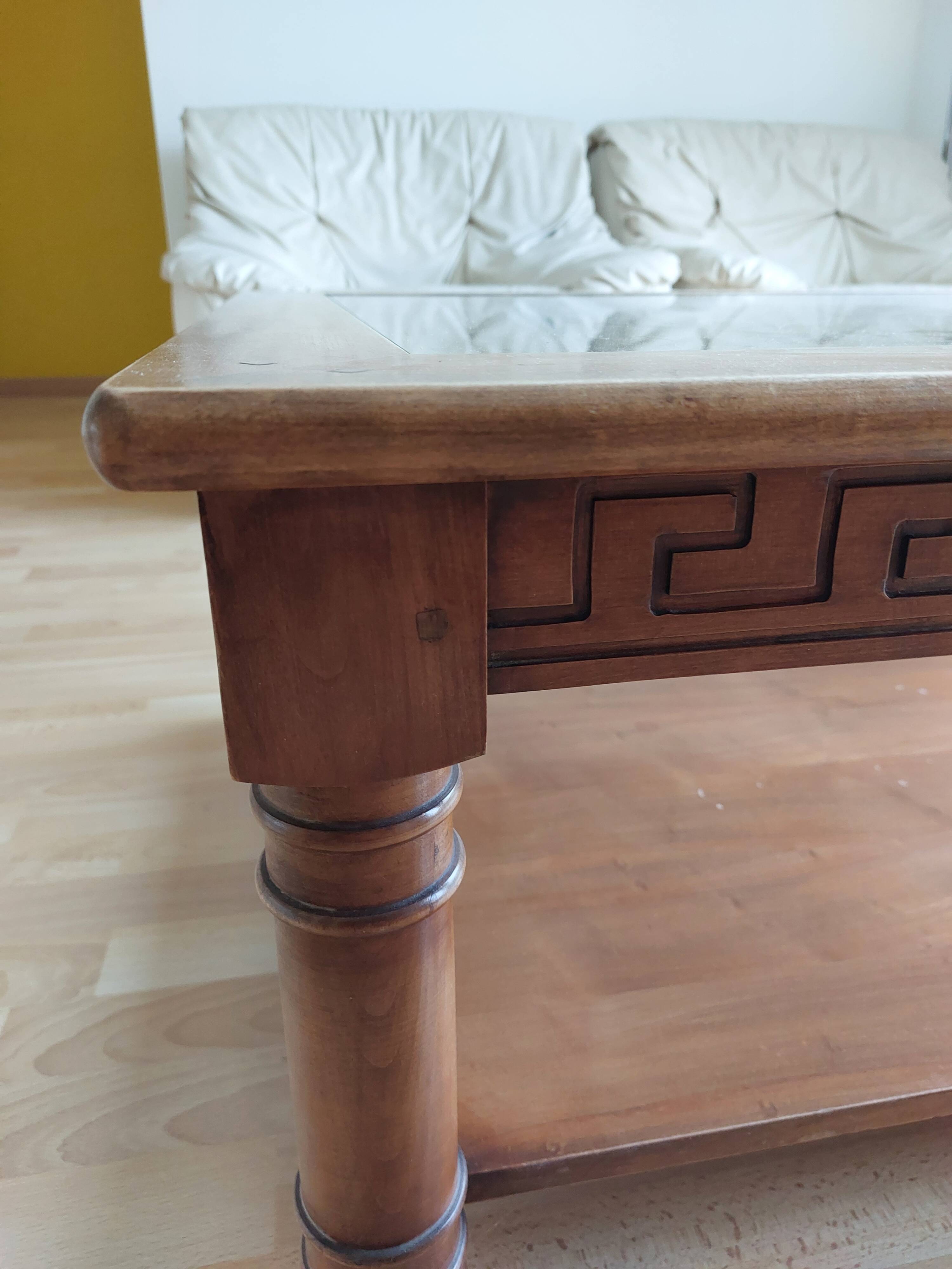 Vintage wooden and glass coffee table