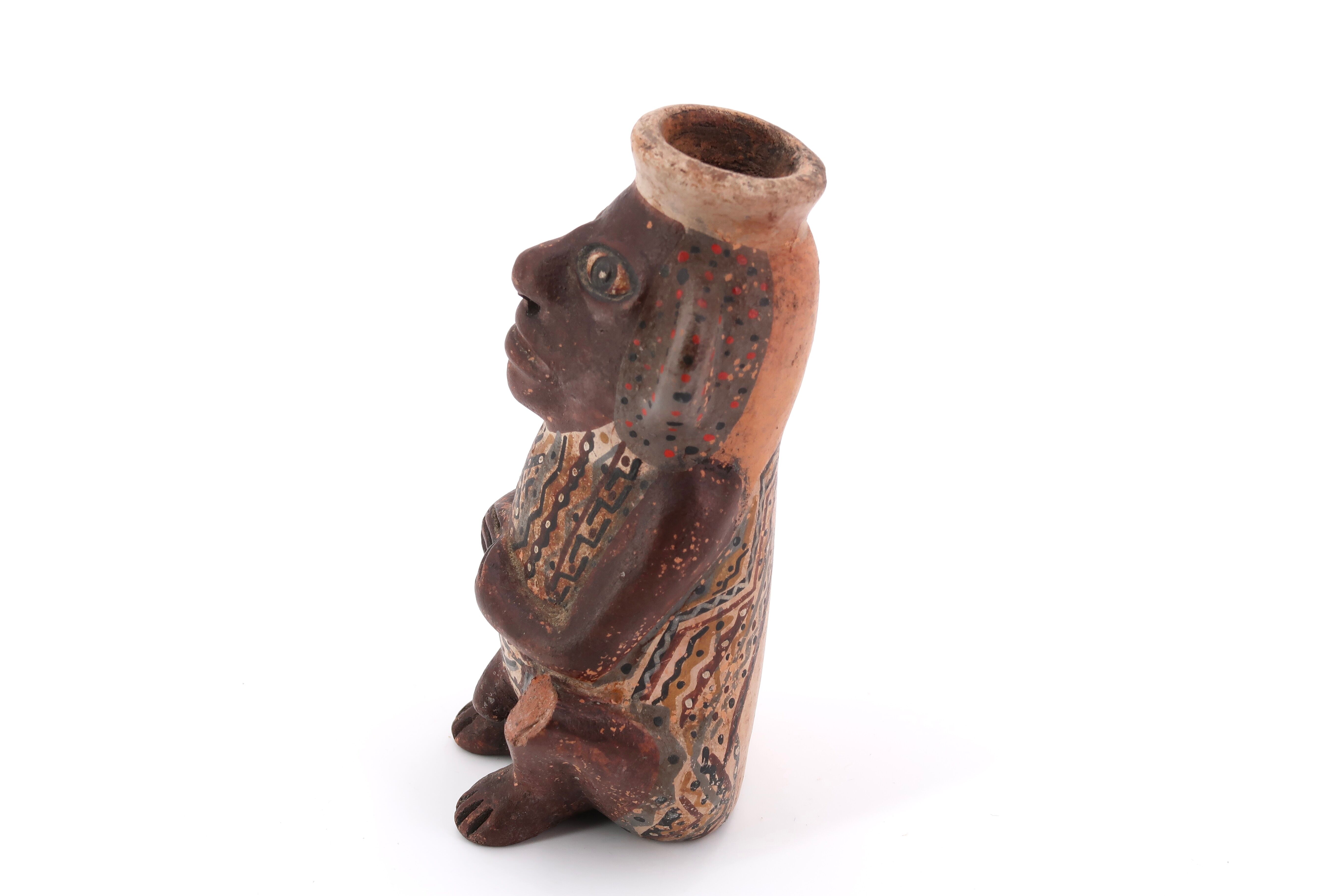Anthropomorphic Peruvian terracotta vase