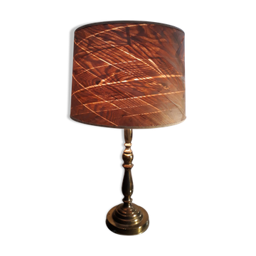 large brass lamp and wood 1970 very elegant 60x35cm