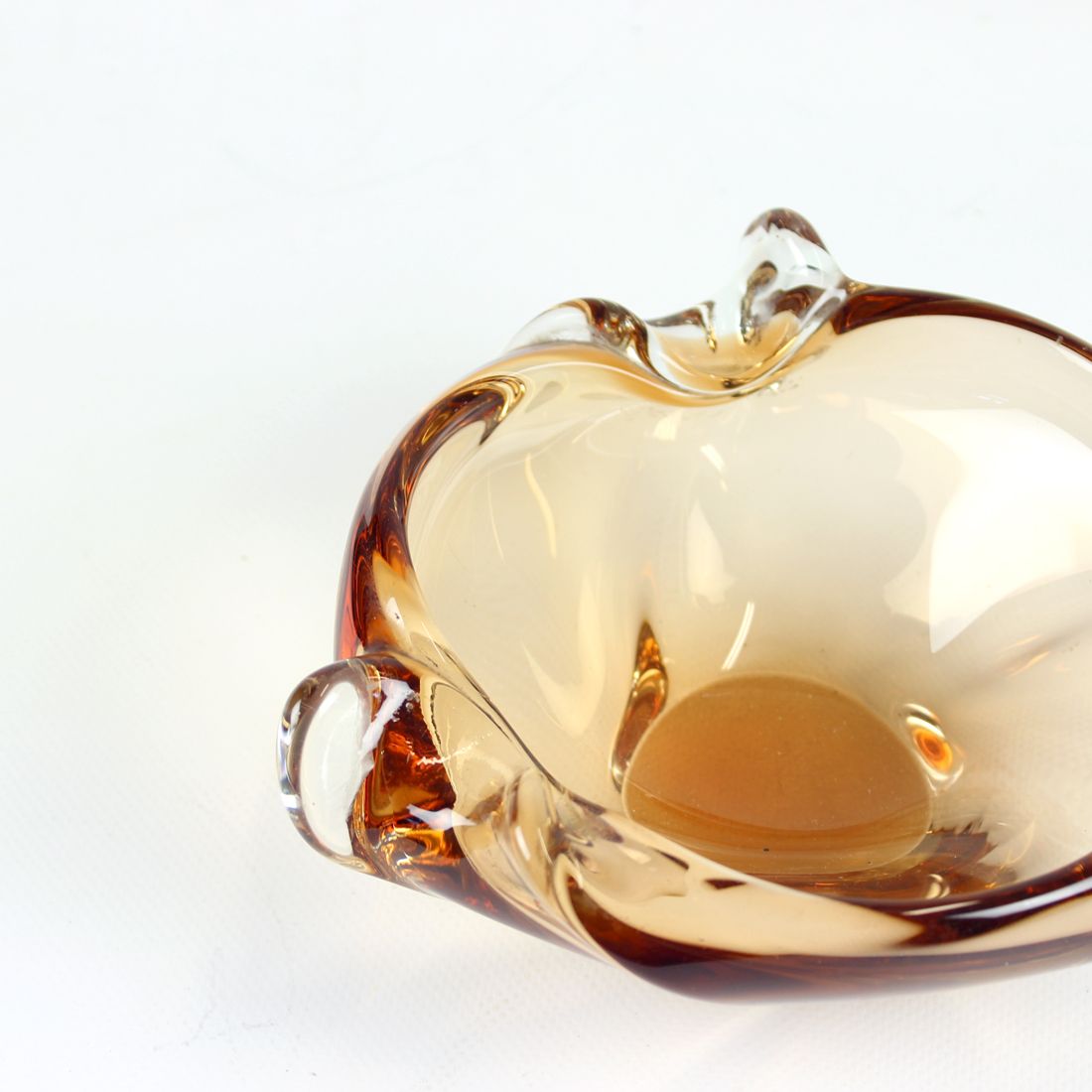 Art glass amber bowl by jan beranek for skrdlovice, czechoslovakia circa 1960