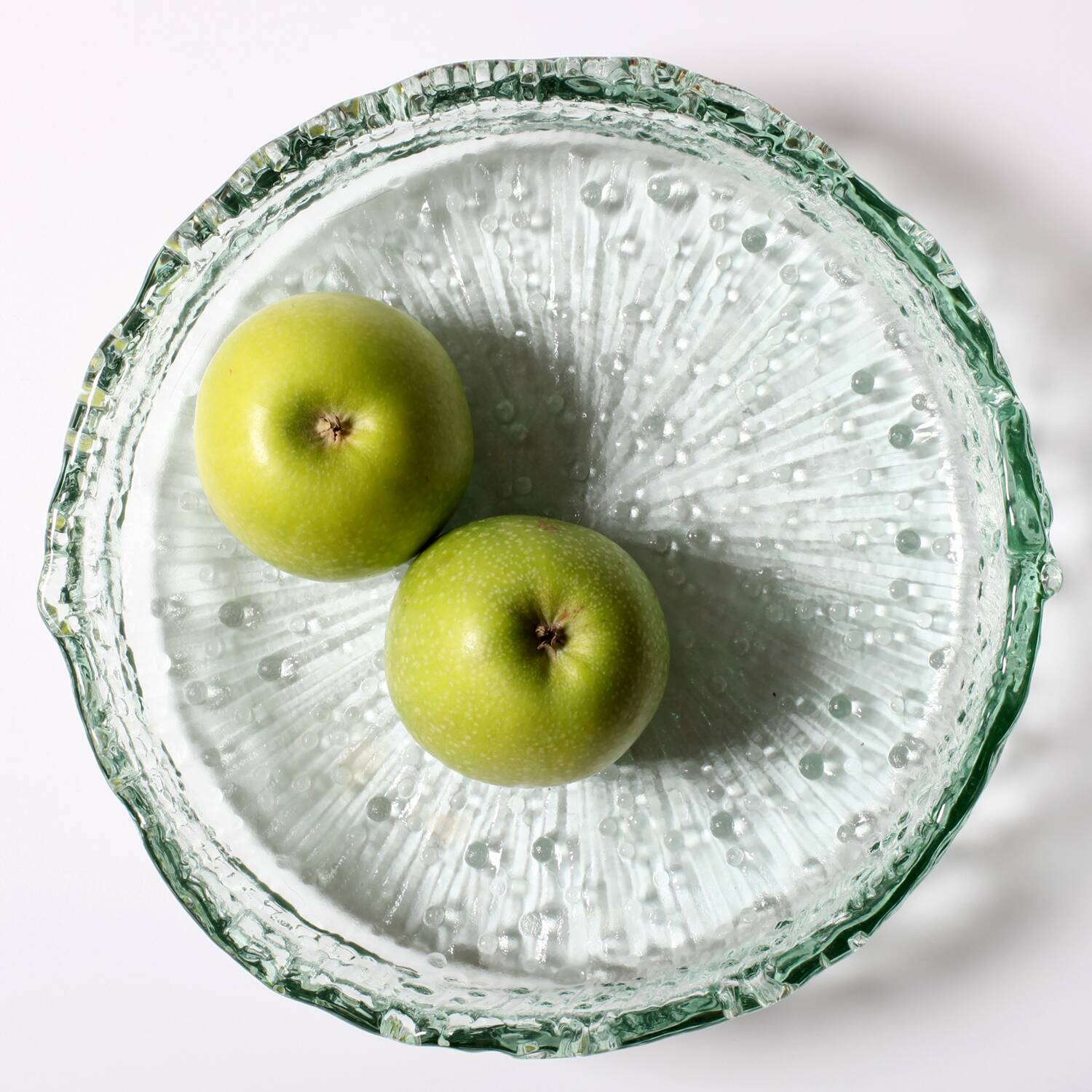 Centre de table en verre recyclé vert de Géorgie, Italie années 1970