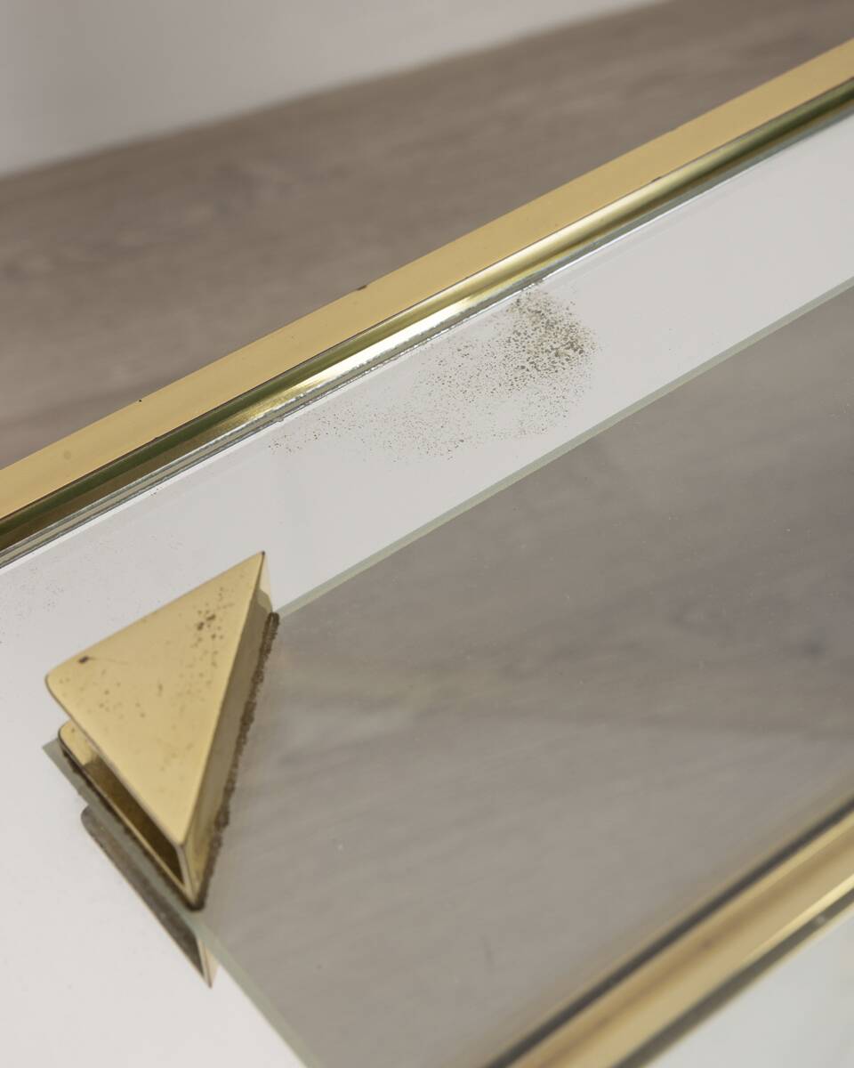 Vintage 60's table in golden brass and crystal italian design