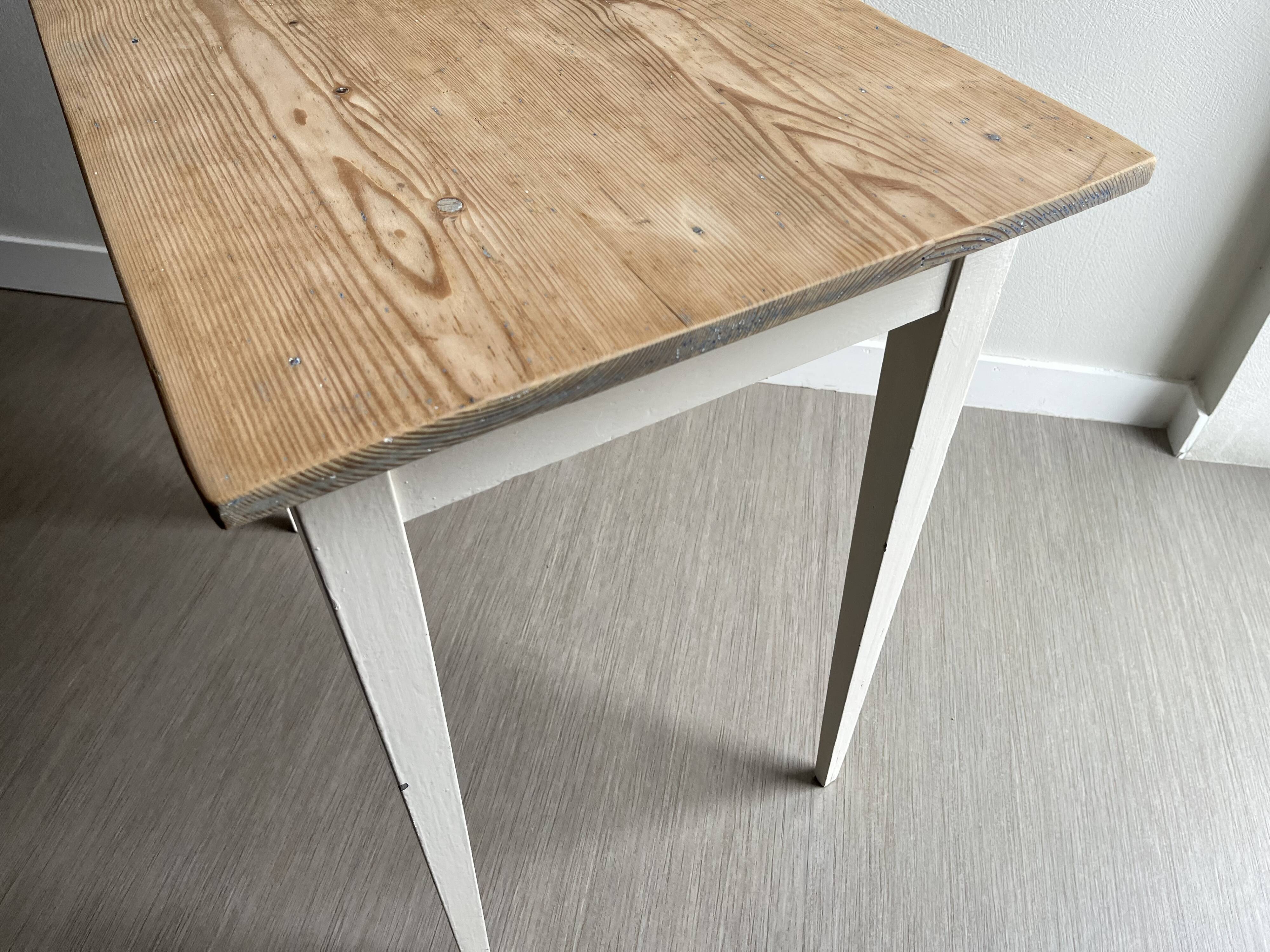Old white patinated wooden table