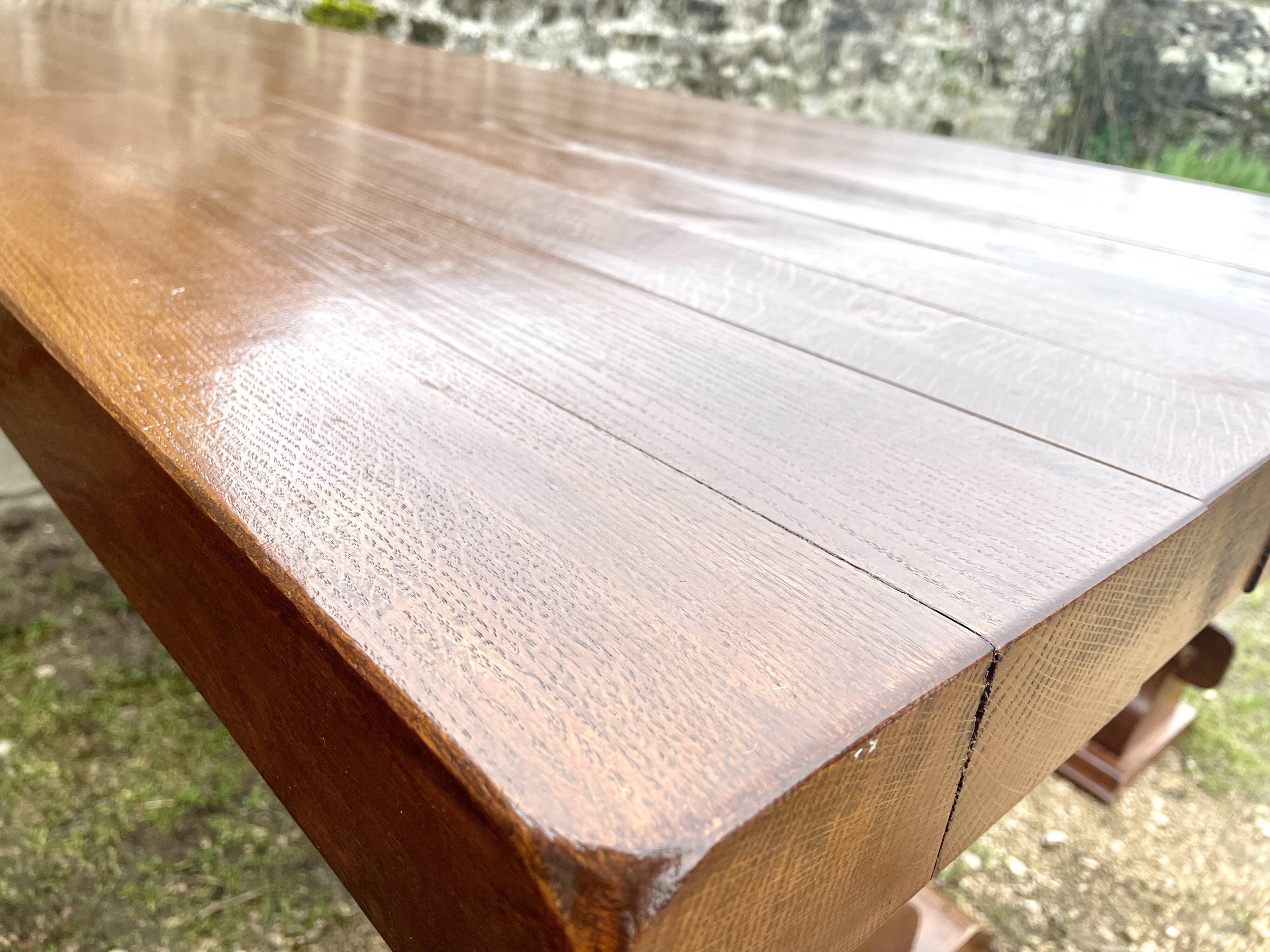 Monastery table and its two solid oak benches from 1950.