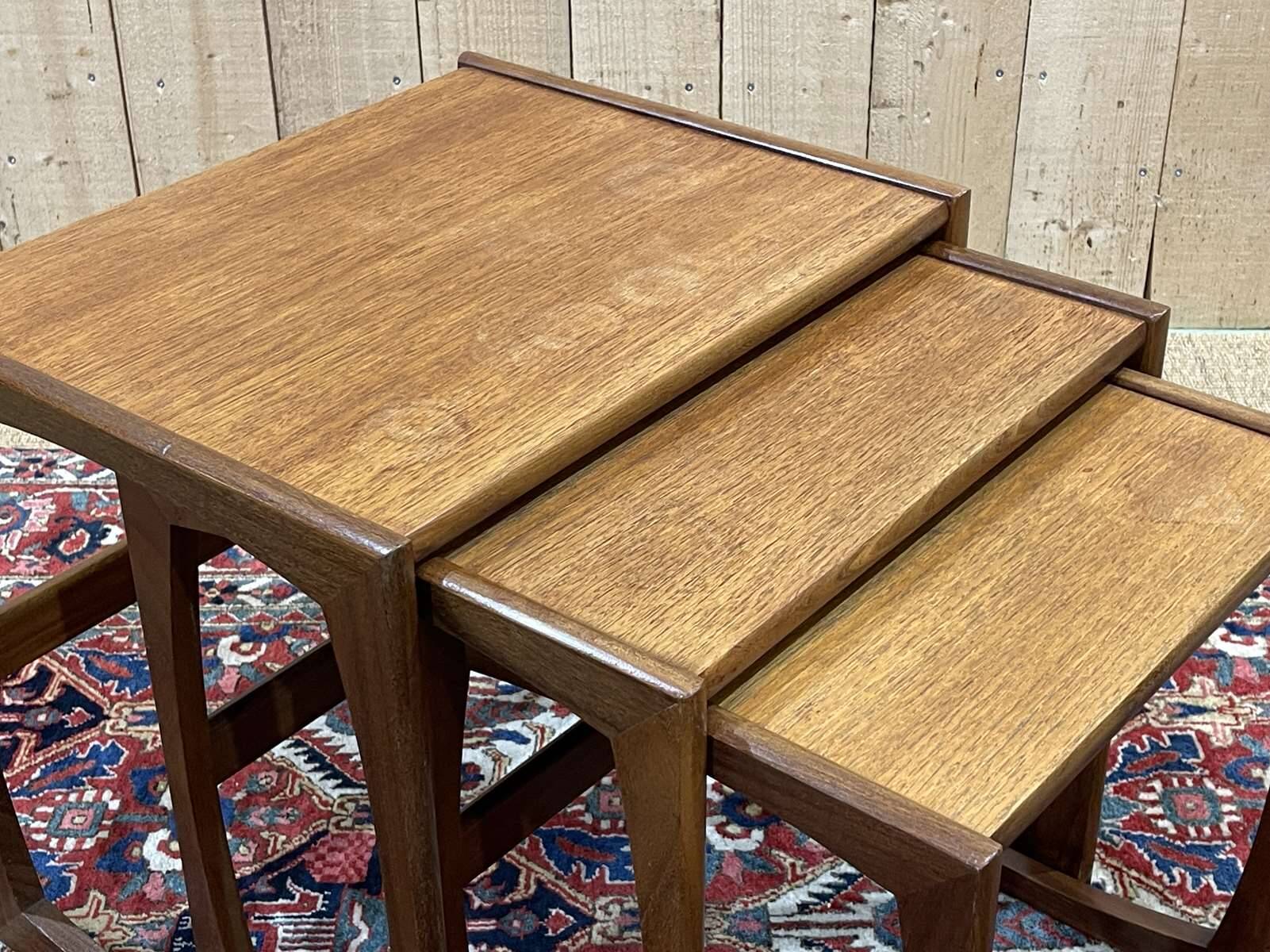 Set of 3 teak nesting tables from the GPlan brand from the 1970s