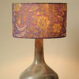 Vintage Ceramic Lamp - Indian Purple Flower Shade - 70s Style