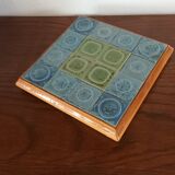 Dessous plat vintage en bois et céramique