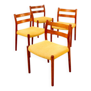 Chaises Modèle 84 en Teck par Niels Otto Möller pour JL Møllers, Danemark, 1960s, Set de 4