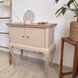 Small accent furniture / cream beige chest of drawers natural wood – chic style