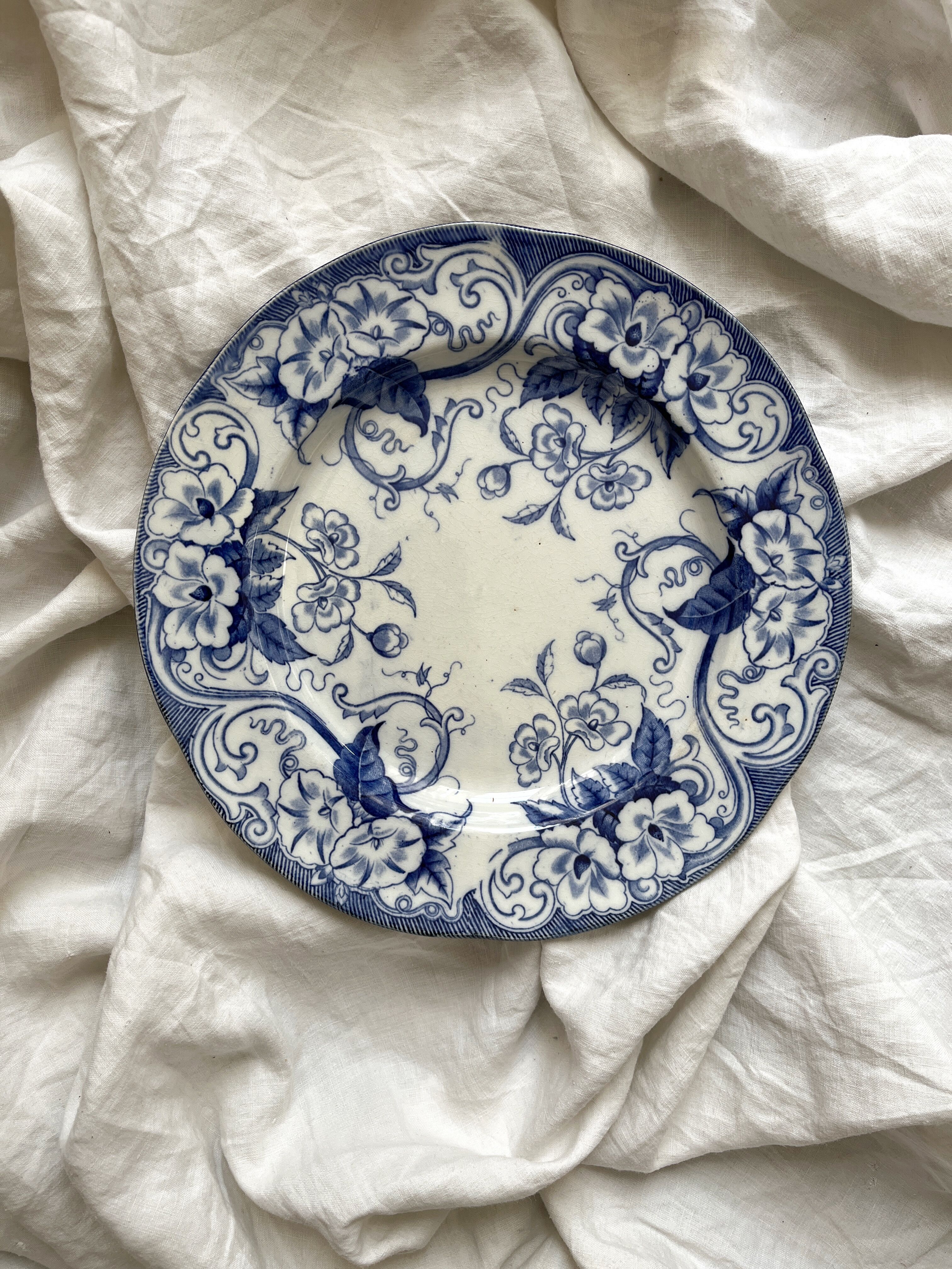 Round ironstone dish Flora Creil and Montereau late 19th century