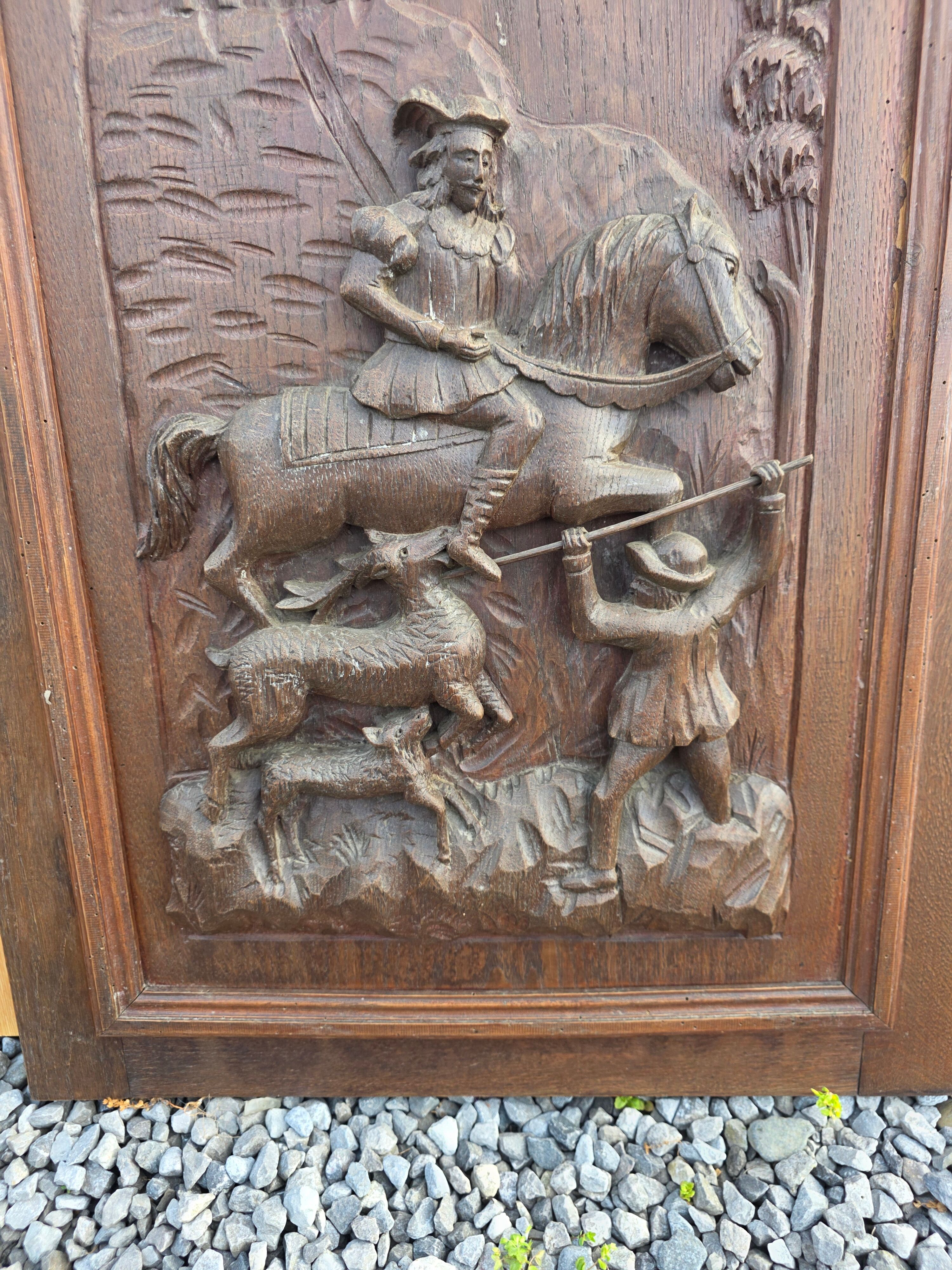 Carved oak solid wood door