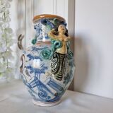 Ancient Spanish pottery amphora, Talavera Niveiro pottery 19th century