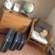 Set of three grey air hostess suitcases / vintage 60s-70s