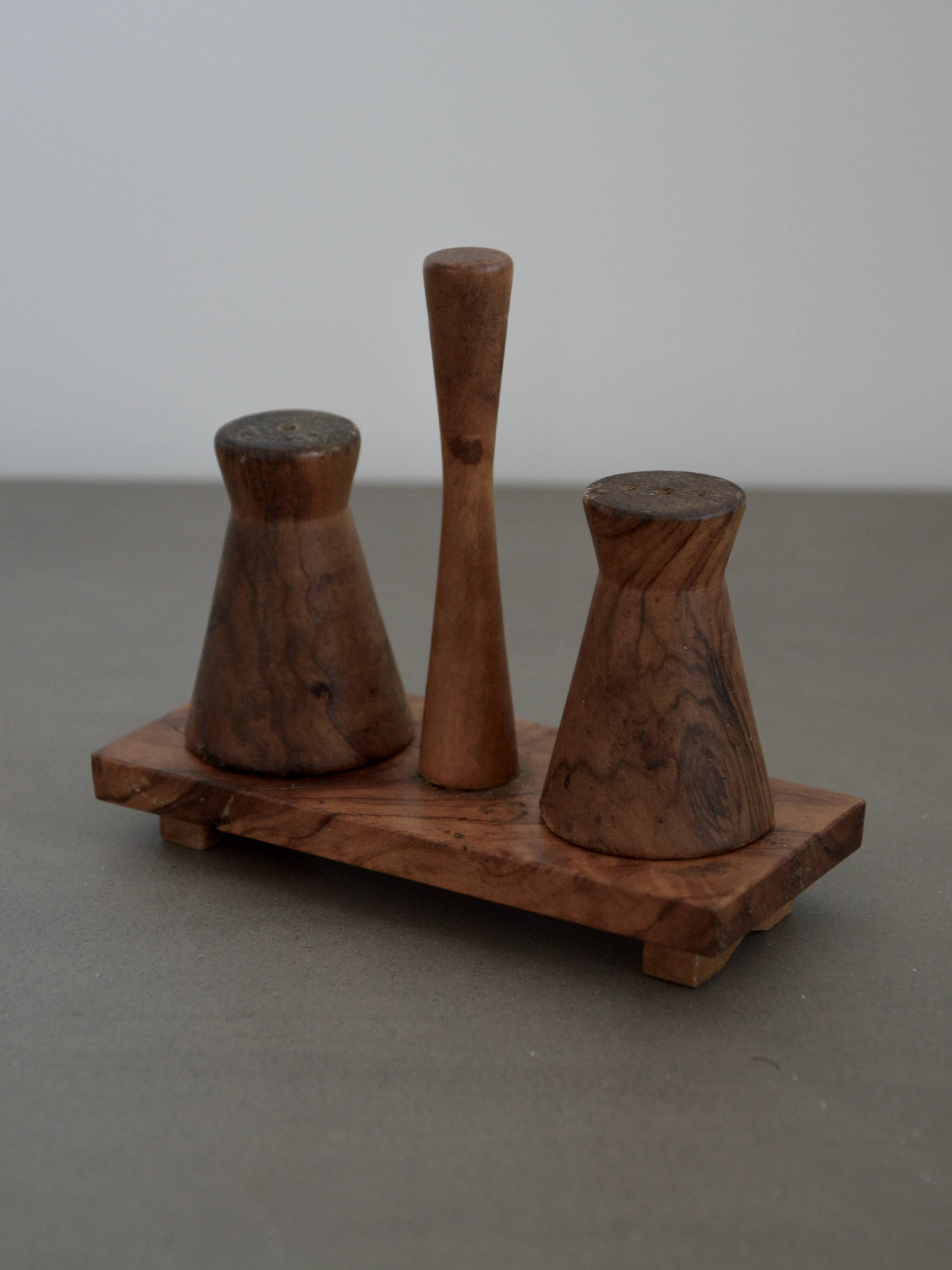 Vintage Wooden Salt and Pepper Shaker Scandinavian / Brutalist / Mid Century Design