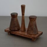 Vintage Wooden Salt and Pepper Shaker Scandinavian / Brutalist / Mid Century Design