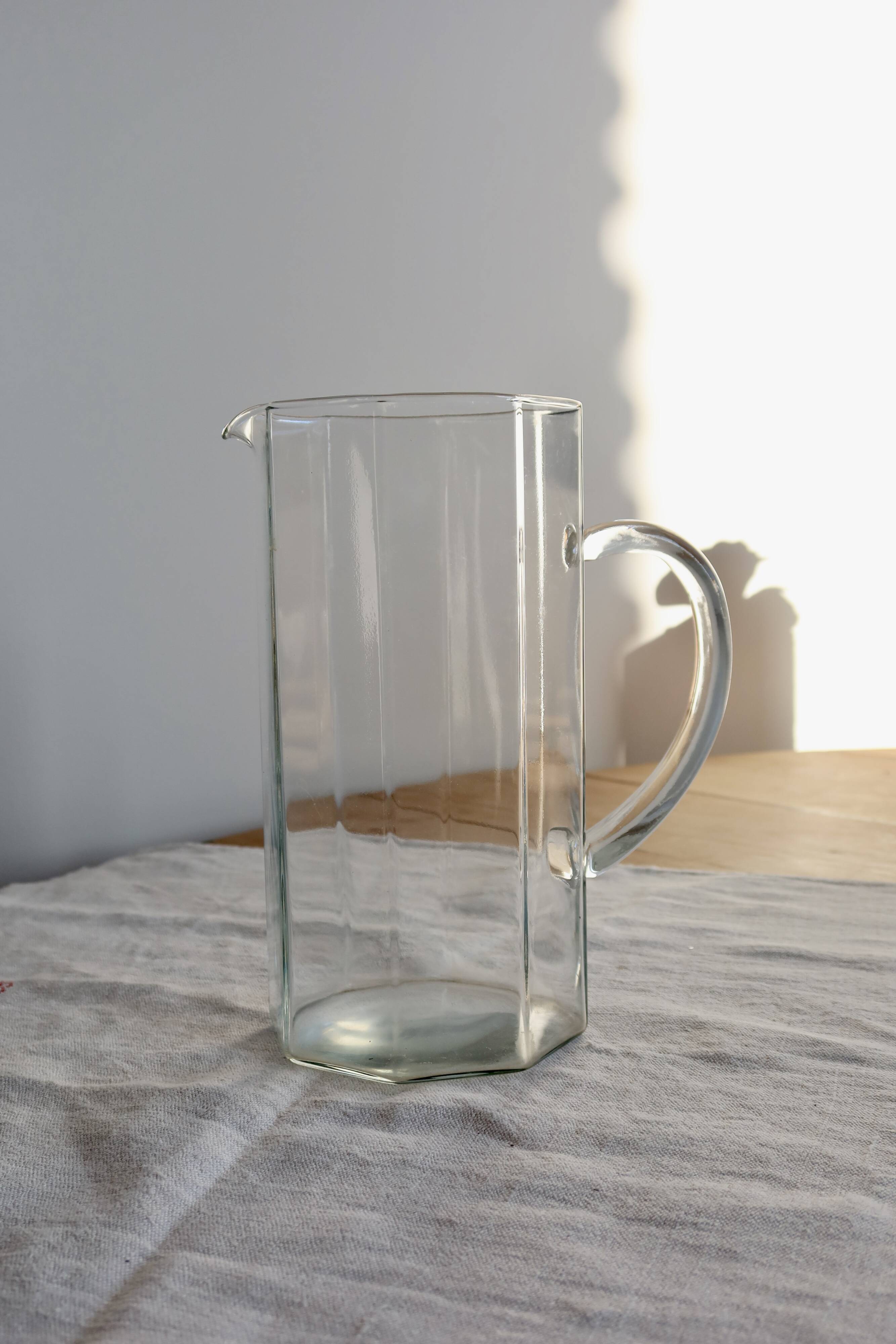 Vintage octagonal clear glass pitcher