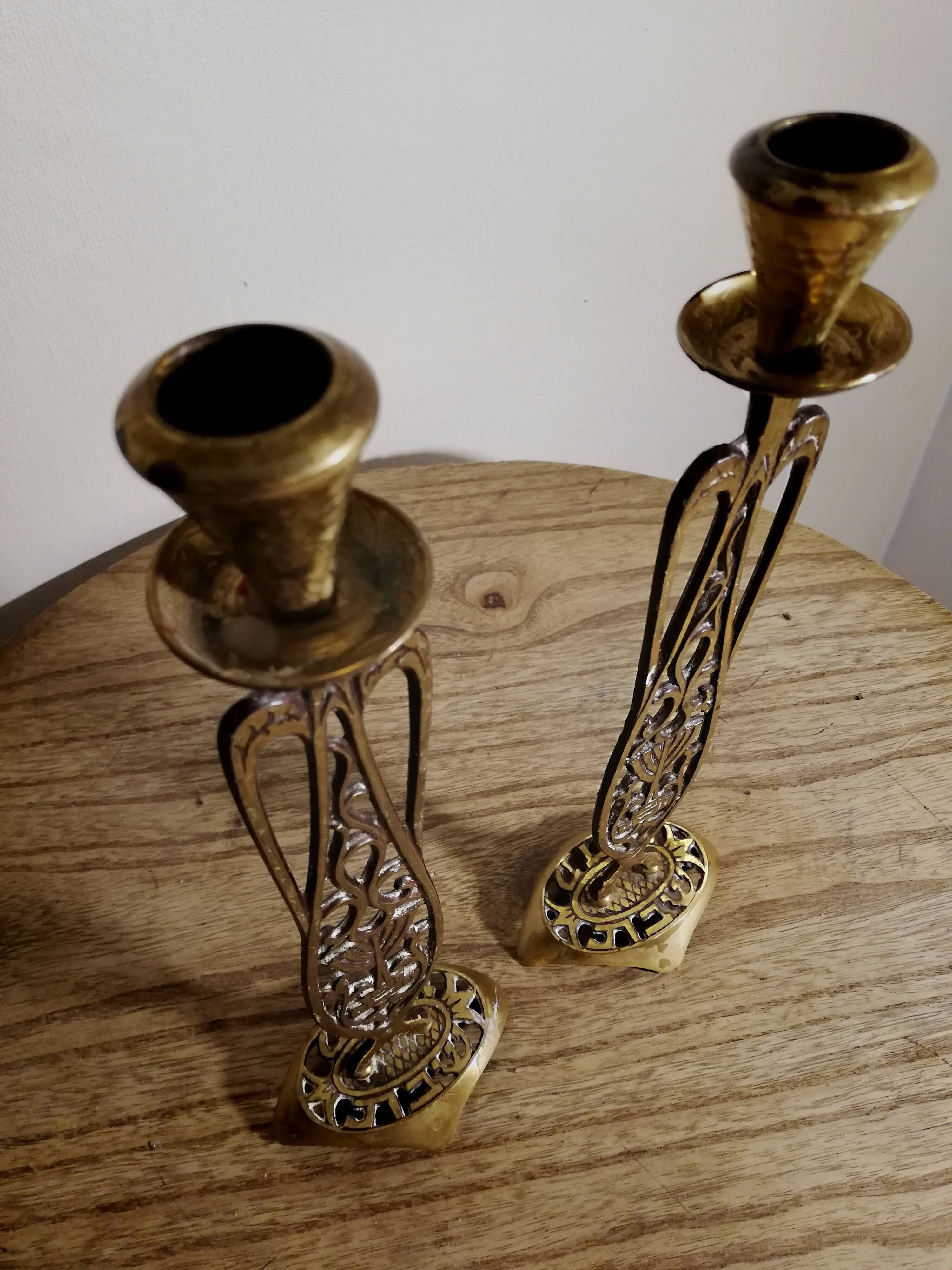 Paire de bougeoirs art deco made in Israel