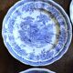 A set of 6 romantic blue Lunéville Sarreguemines flat plates.