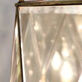 Vintage handmande octagonal glass and brass pendant lantern, Italy