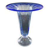Grand vase verre bullé bleu