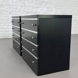 Pair of black and chrome 4-drawer chests of drawers