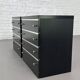 Paire de commodes 4 tiroirs noires et chrome