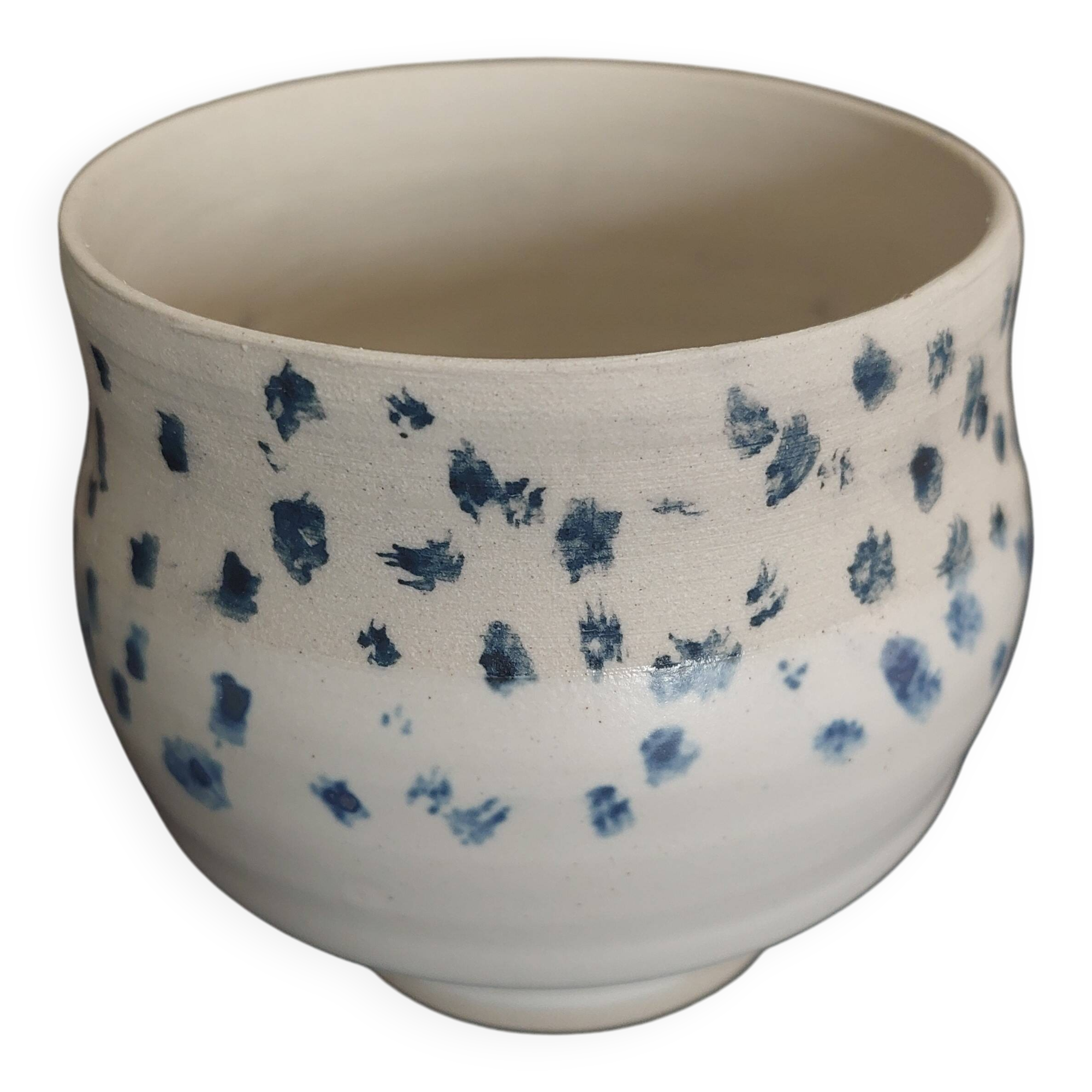 Vintage matcha bowl, stoneware, handcrafted, signature to be identified.