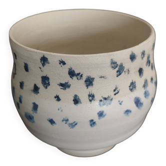 Vintage matcha bowl, stoneware, handcrafted, signature to be identified.