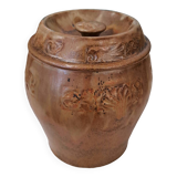 Enamelled stoneware pot signed Denbac