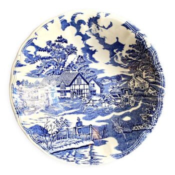 Blue English earthenware salad bowl