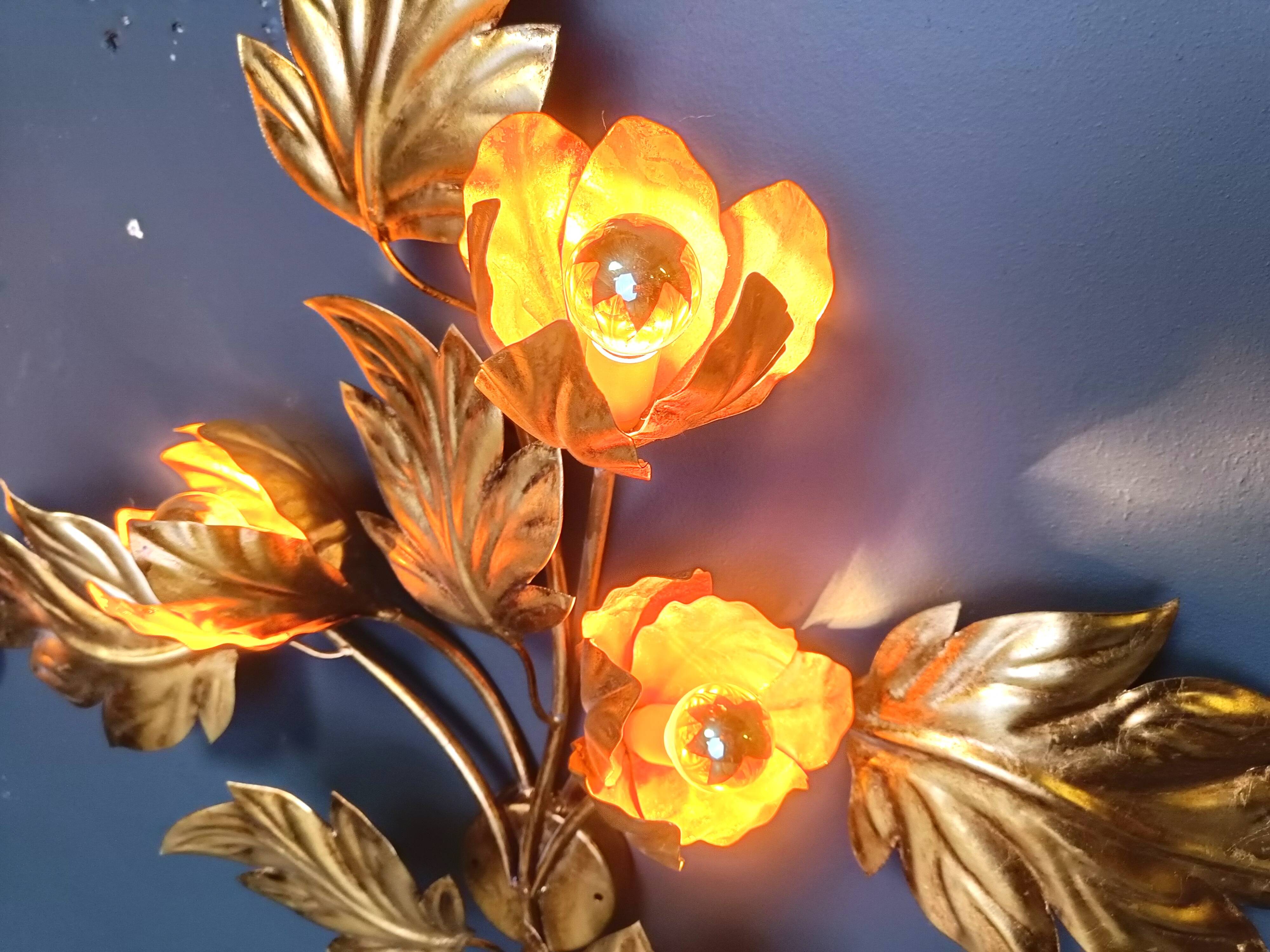 Pair of Vintage leaf wall lights by Hans Kögl, 1970s
