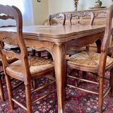 Table en chêne style Louis XV + 6,chaises