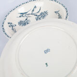 2 large round dishes of service, vegetable. Lunéville K & G model Œillets. French Antique