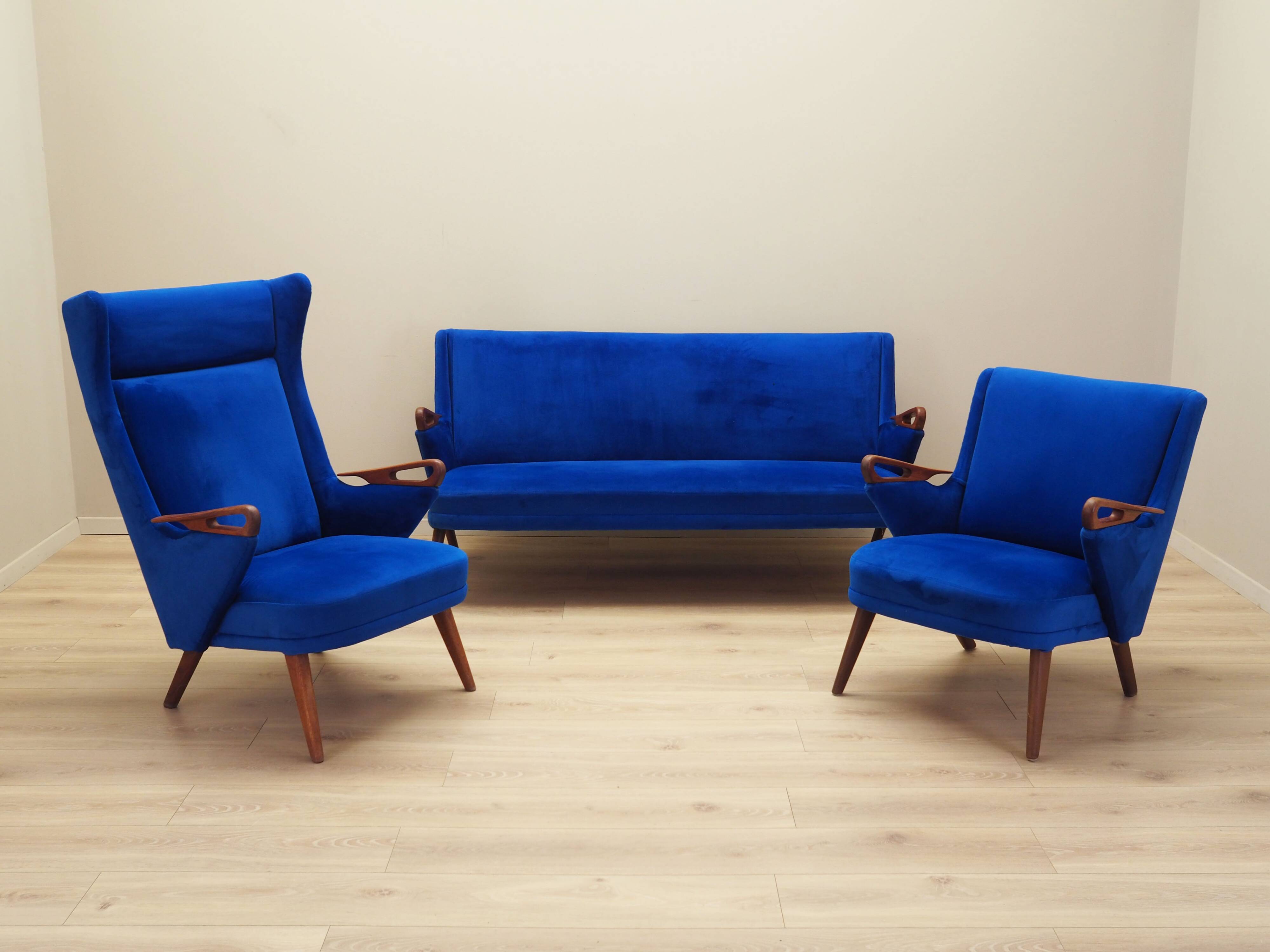 Blue living room set, Danish design, 1960s, designer: Chresten Findahl Brod
