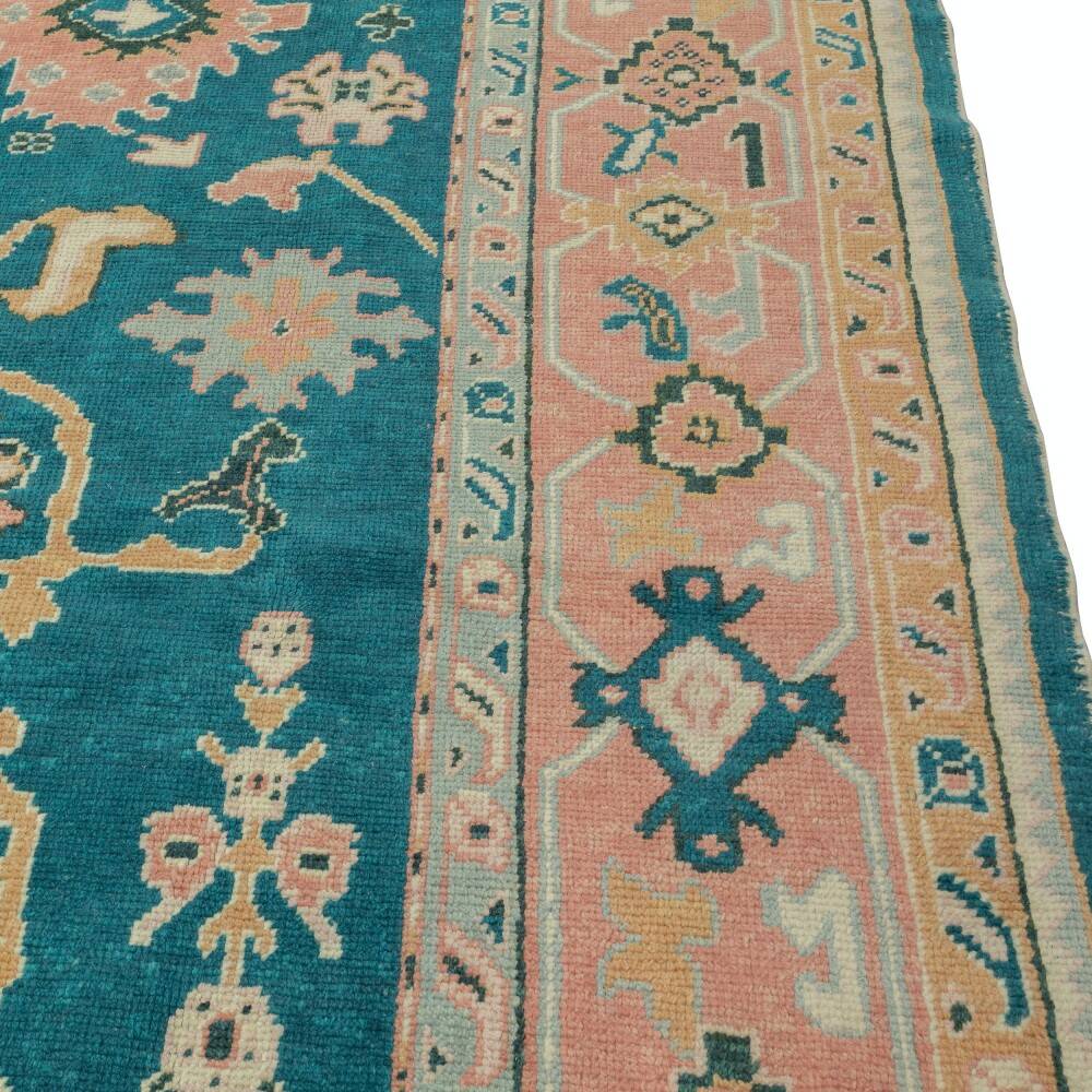 Hand Knotted Oushak Rug. Custom Size & Colors. Turkish Green Wool Area Rug. Antique 1900s Inspired Design. Made to Order