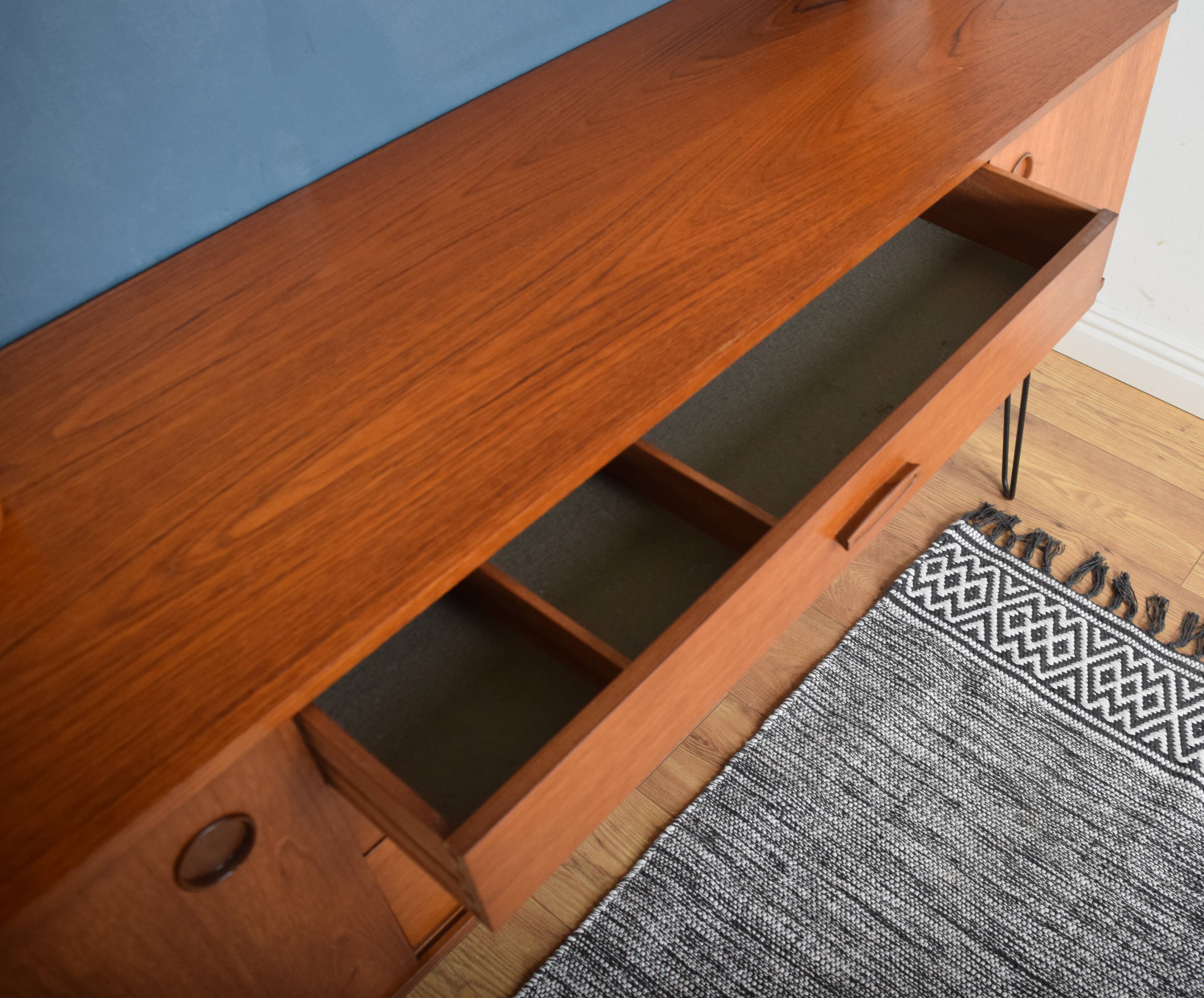 Restored Teak 1960s Avalon Retro Sideboard Hairpin Legs