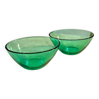 Lot de 2 bols verts en verre vintage