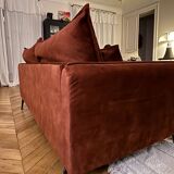 Burgundy velvet sofa