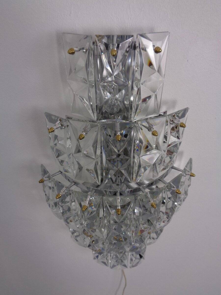 Large crystal glass flush mount from Kinkeldey, Germany, 1970s.