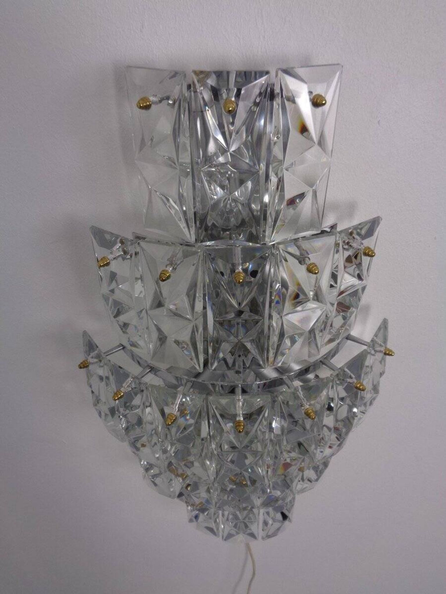 Large Crystal Glass Flush Mount from Kinkeldey, Germany, 1970s