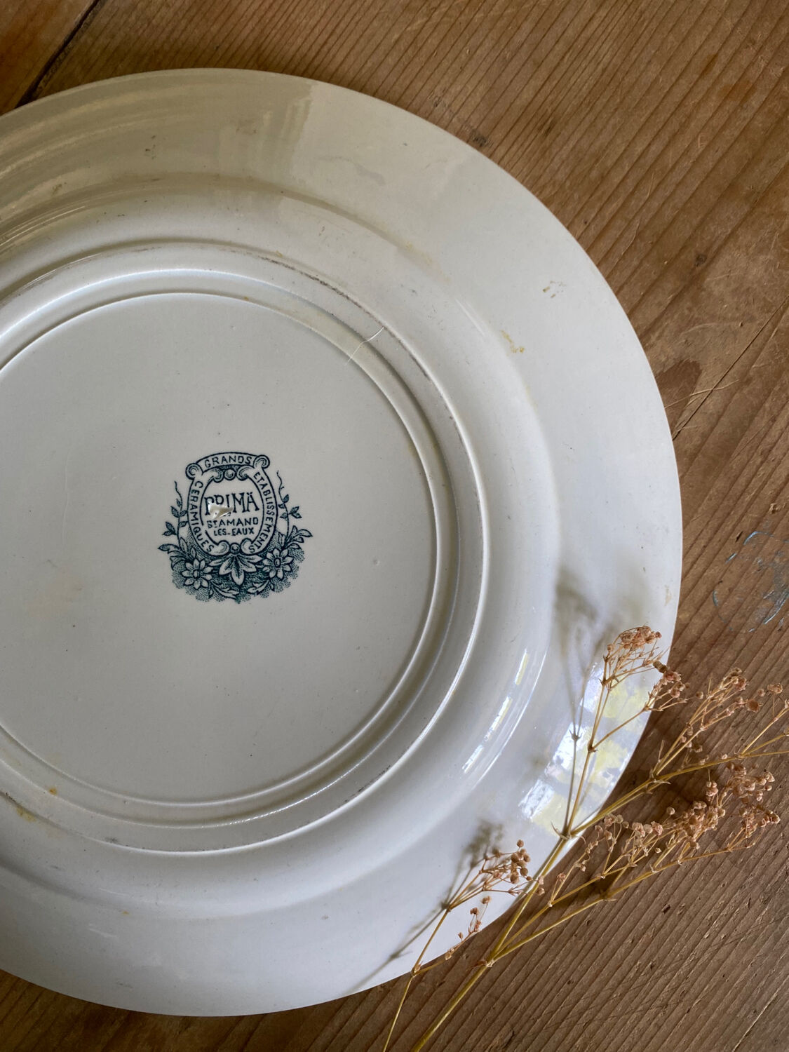 Old dessert service, compotier flat plates iron Prima Saint Amand