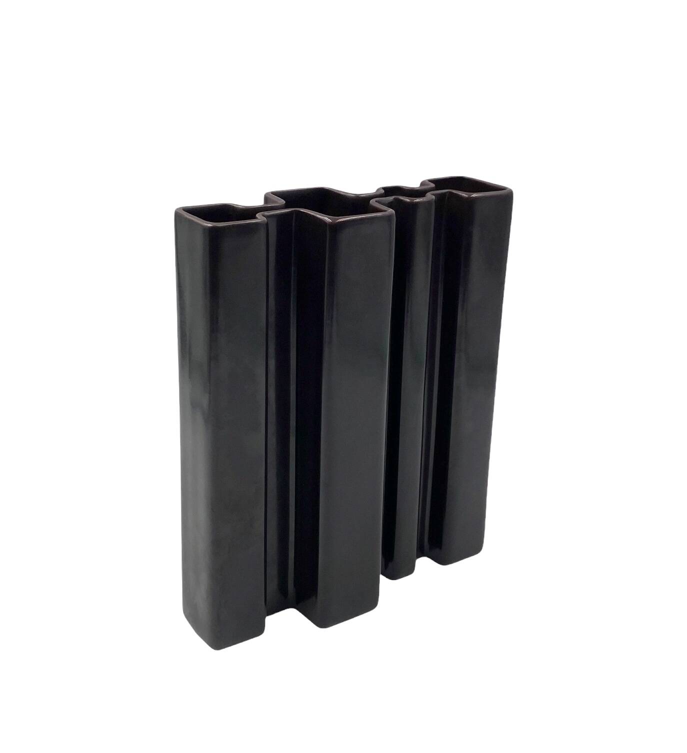 Angelo Mangiarotti, Space age brown ceramic vase, Fratelli Brambilla Italy ca. 1968