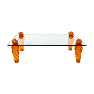 Table basse verre résine signée Garouste & Bonetti 1990