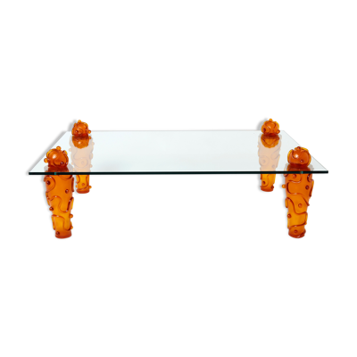 Table basse verre résine signée Garouste & Bonetti 1990